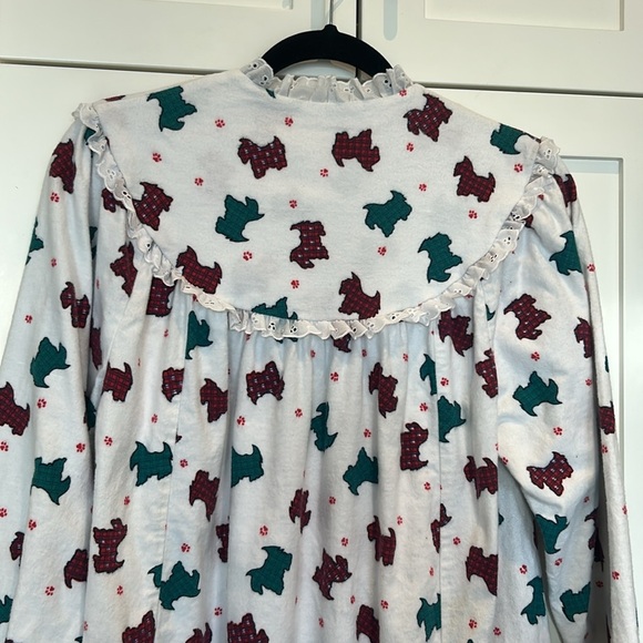 Accentuette by Lanza of Salzburg Flannel Cotton Nightgown Tartan Scottie Dogs - Picture 9 of 15